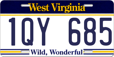 WV license plate 1QY685
