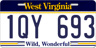 WV license plate 1QY693