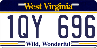 WV license plate 1QY696