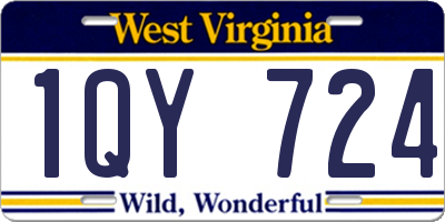 WV license plate 1QY724