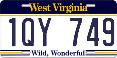 WV license plate 1QY749