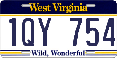 WV license plate 1QY754