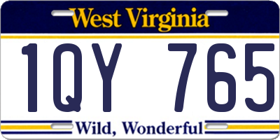 WV license plate 1QY765
