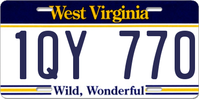 WV license plate 1QY770