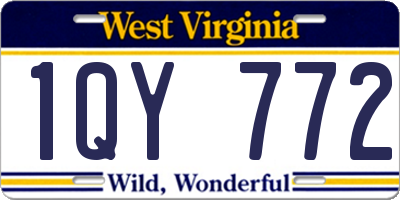 WV license plate 1QY772