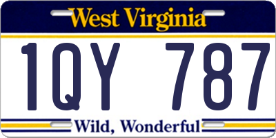 WV license plate 1QY787
