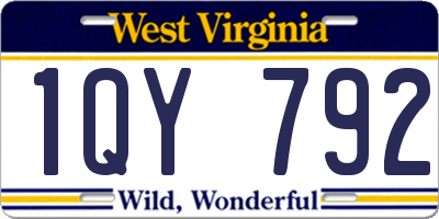 WV license plate 1QY792