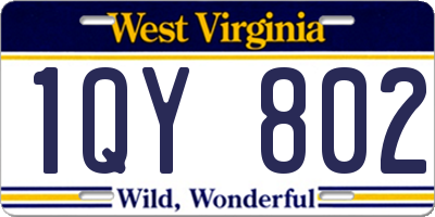 WV license plate 1QY802