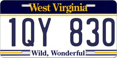 WV license plate 1QY830