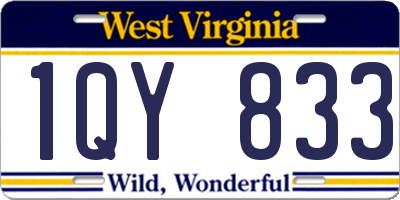 WV license plate 1QY833