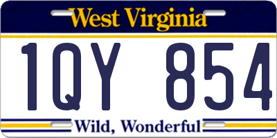 WV license plate 1QY854