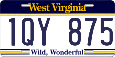 WV license plate 1QY875