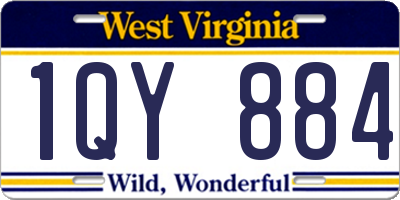 WV license plate 1QY884