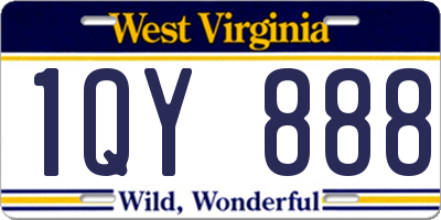 WV license plate 1QY888