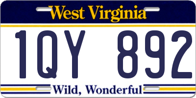 WV license plate 1QY892