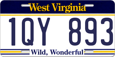 WV license plate 1QY893