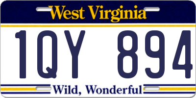 WV license plate 1QY894