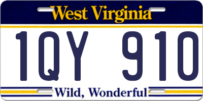 WV license plate 1QY910