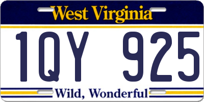 WV license plate 1QY925