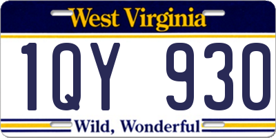 WV license plate 1QY930