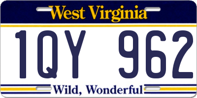 WV license plate 1QY962