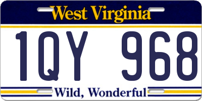 WV license plate 1QY968