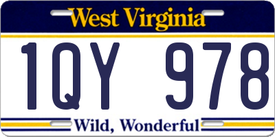 WV license plate 1QY978