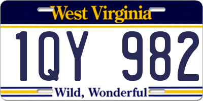WV license plate 1QY982