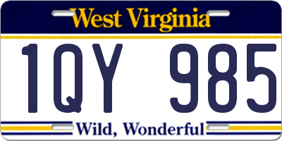 WV license plate 1QY985