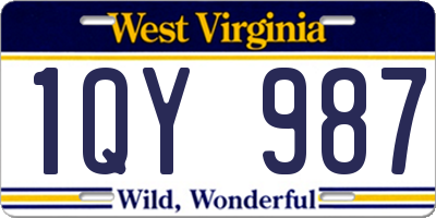 WV license plate 1QY987