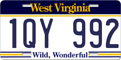 WV license plate 1QY992