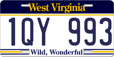 WV license plate 1QY993