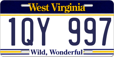 WV license plate 1QY997