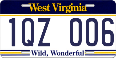 WV license plate 1QZ006