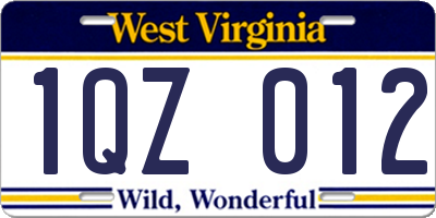 WV license plate 1QZ012