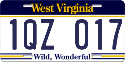 WV license plate 1QZ017
