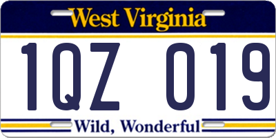 WV license plate 1QZ019