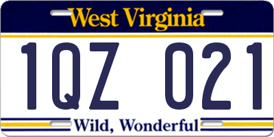 WV license plate 1QZ021