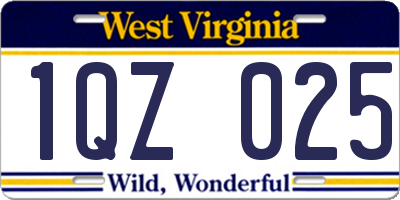 WV license plate 1QZ025