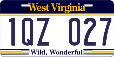 WV license plate 1QZ027
