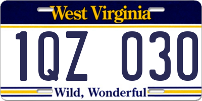 WV license plate 1QZ030
