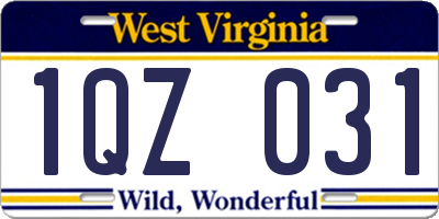 WV license plate 1QZ031
