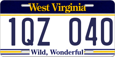 WV license plate 1QZ040
