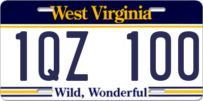WV license plate 1QZ100