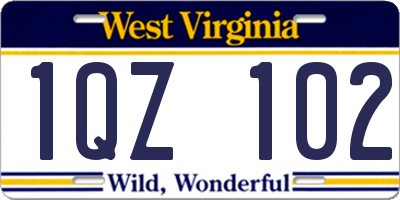 WV license plate 1QZ102