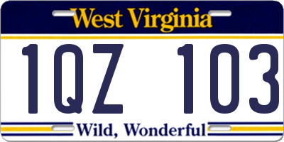 WV license plate 1QZ103