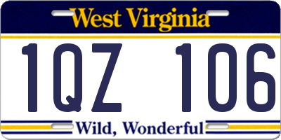 WV license plate 1QZ106