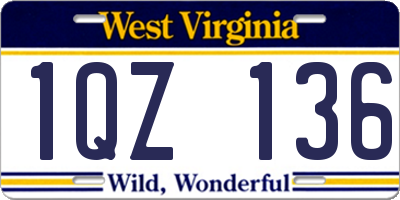 WV license plate 1QZ136