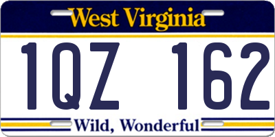 WV license plate 1QZ162