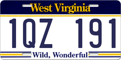 WV license plate 1QZ191